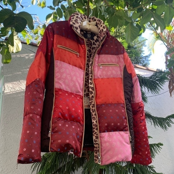 Bogner Jackets & Blazers - Bogner x Goan Thylmann Quilted Floral Patchwork & Leopard Print Goose Down Coat